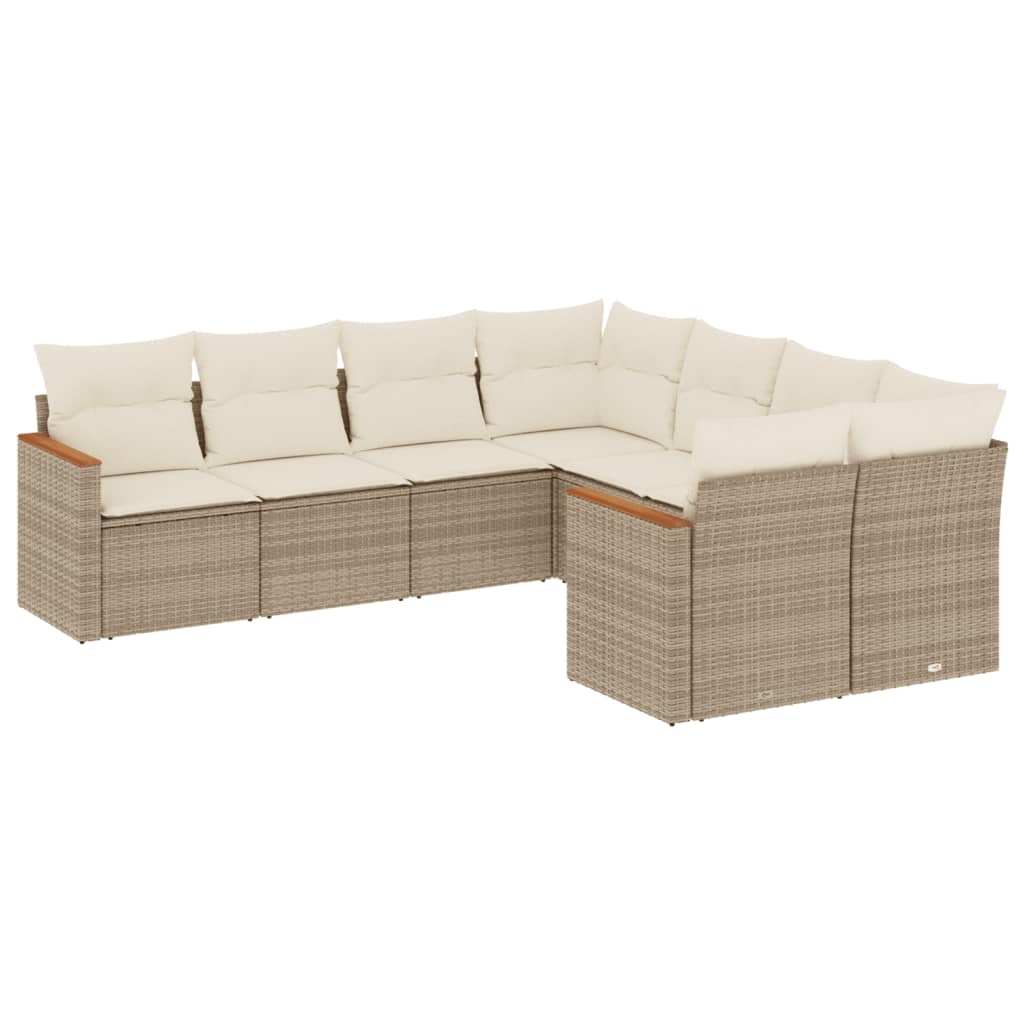sofasæt til haven 8 dele med hynder polyrattan beige