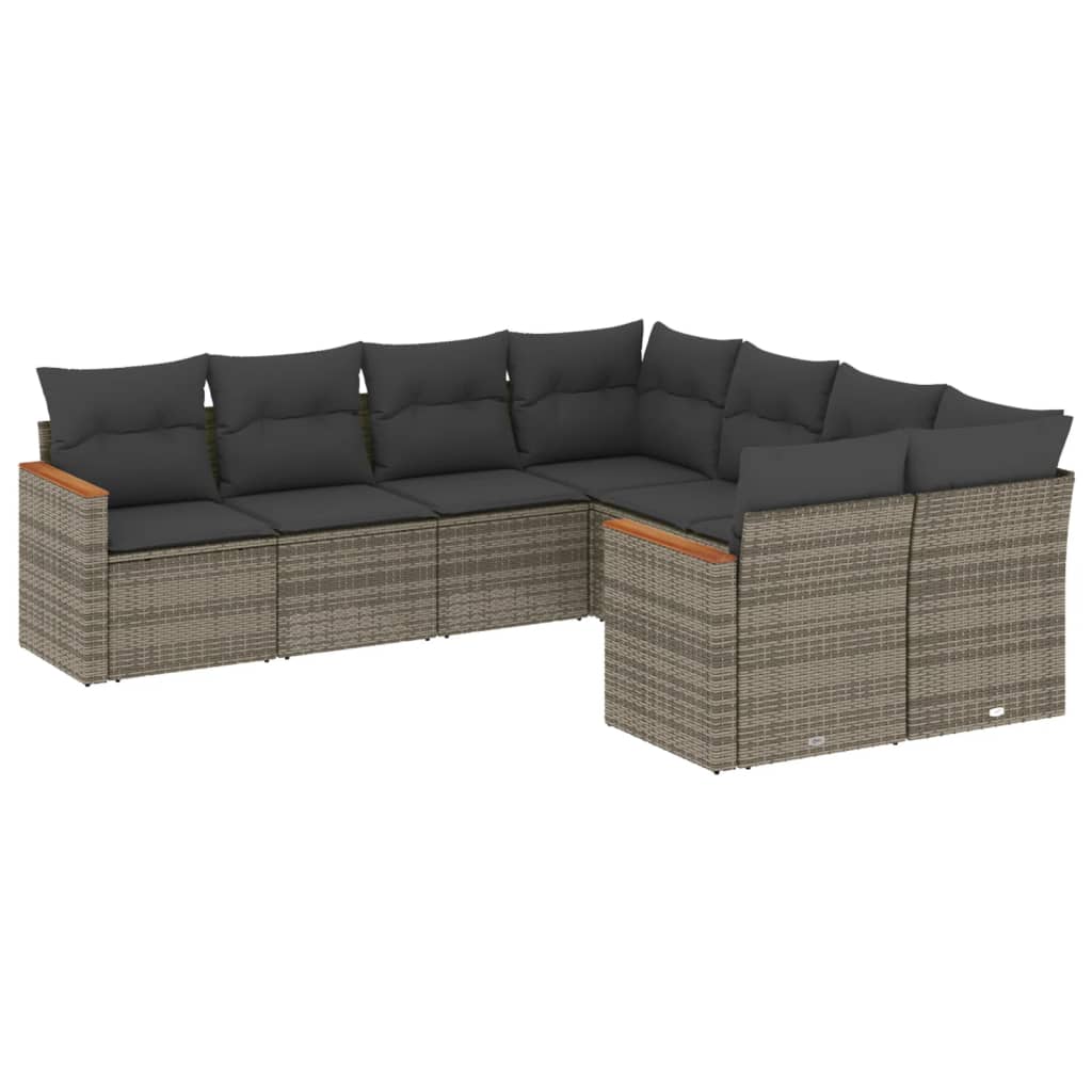sofasæt til haven 8 dele med hynder polyrattan grå