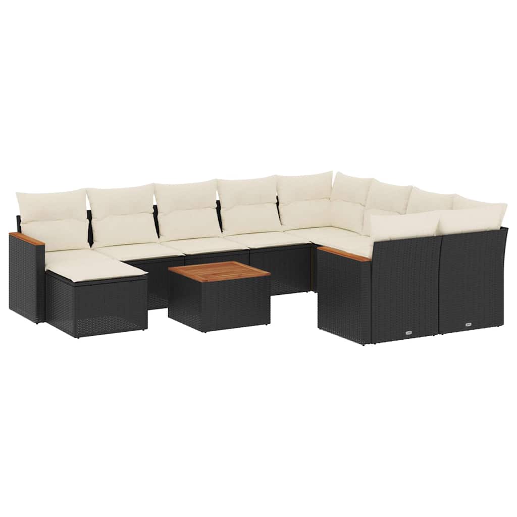 sofasæt til haven 11 dele med hynder polyrattan sort