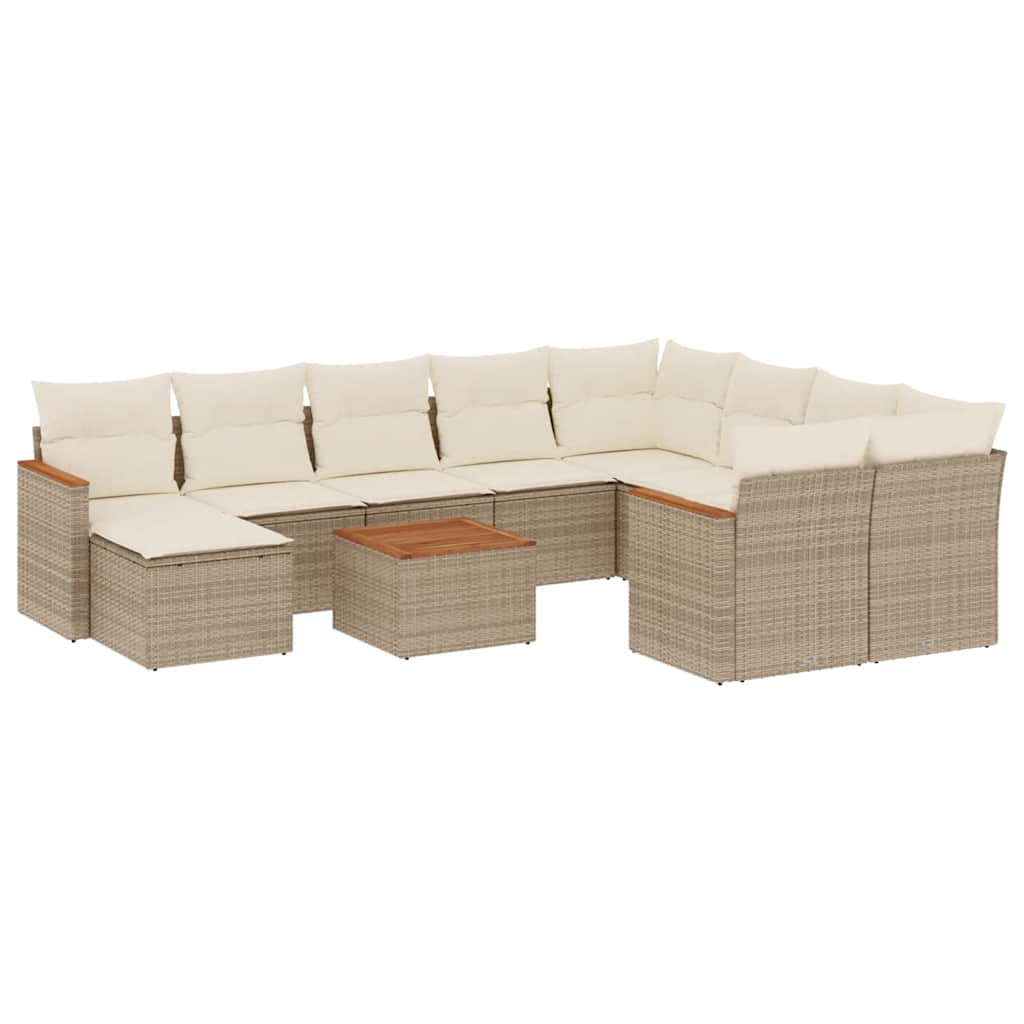 sofasæt til haven 11 dele med hynder polyrattan beige