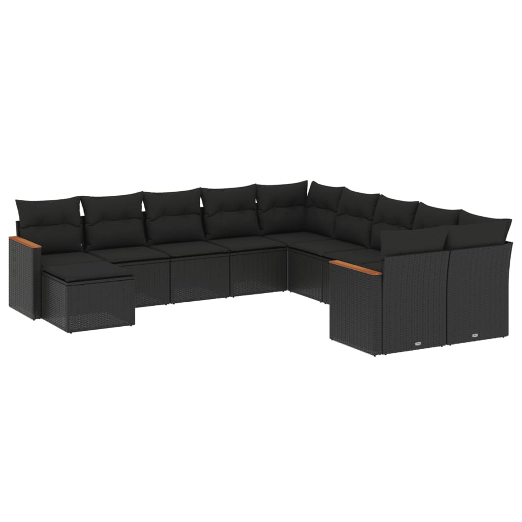 sofasæt til haven 11 dele med hynder polyrattan sort