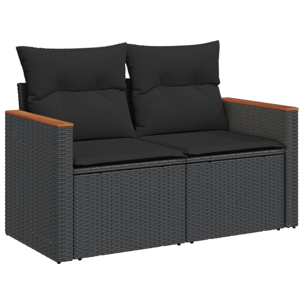sofasæt til haven 11 dele med hynder polyrattan sort