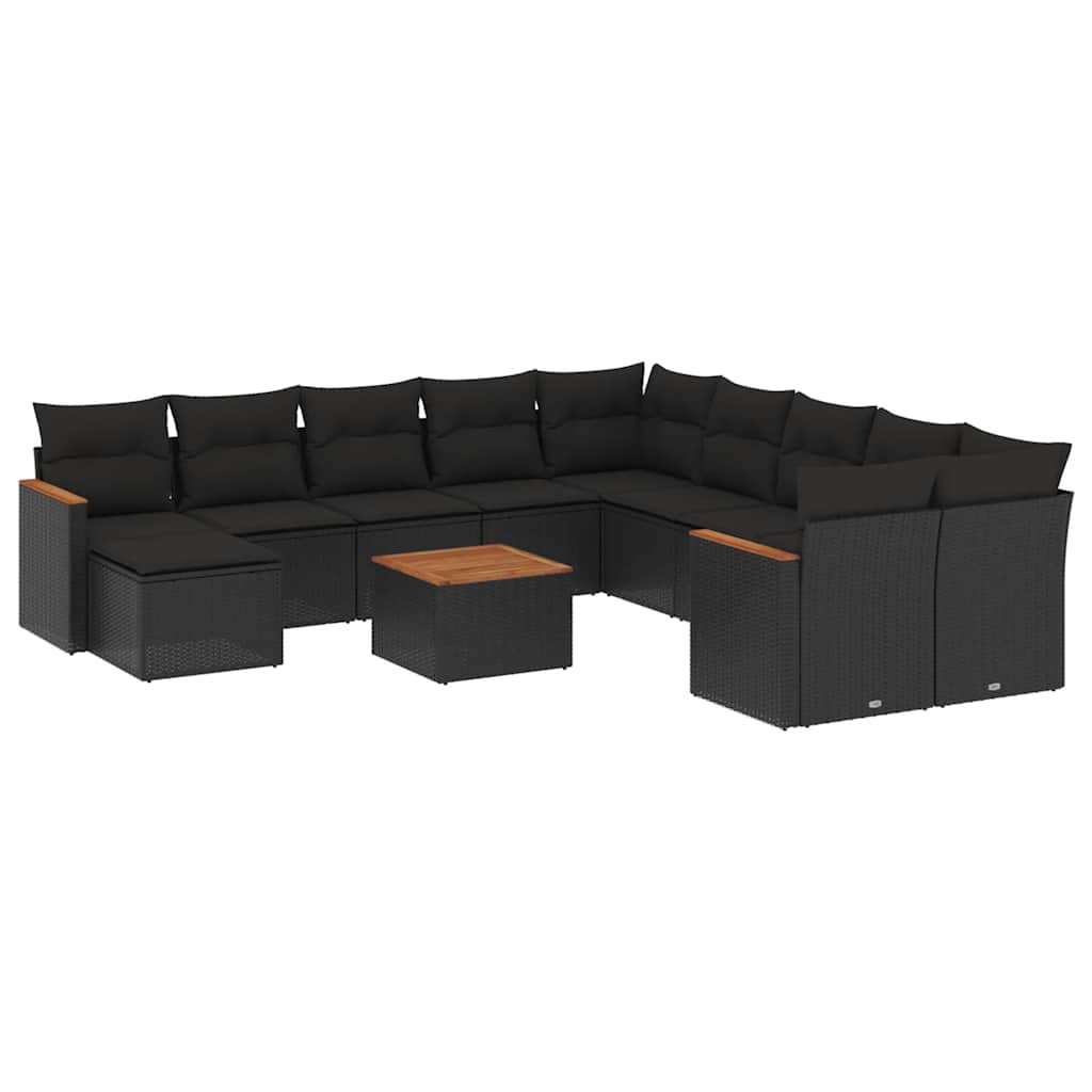 sofasæt til haven 12 dele med hynder polyrattan sort