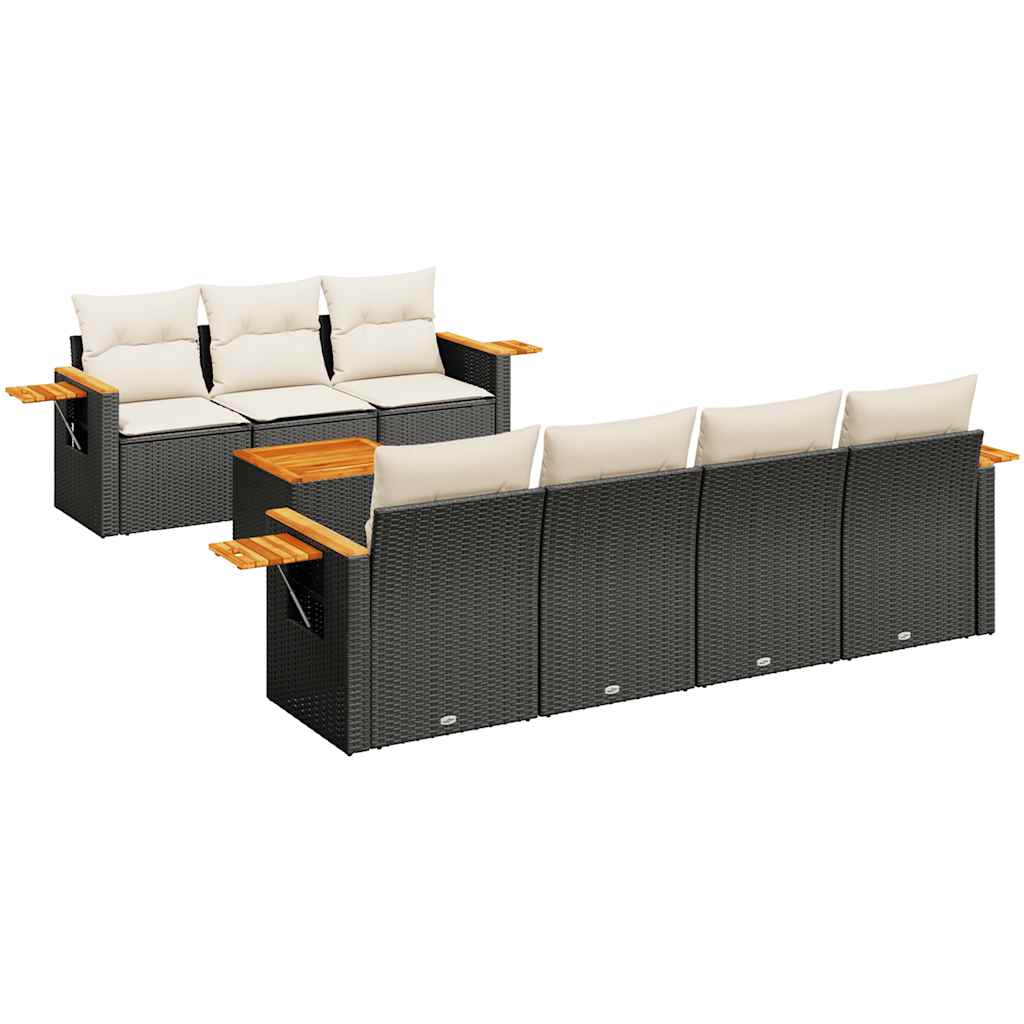 sofasæt til haven 8 dele med hynder polyrattan sort