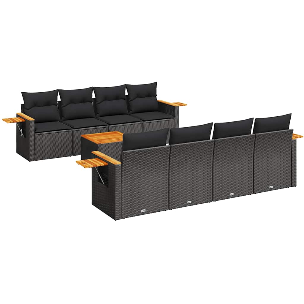 sofasæt til haven 9 dele med hynder polyrattan sort