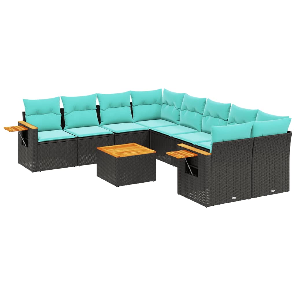 sofasæt til haven 9 dele med hynder polyrattan sort