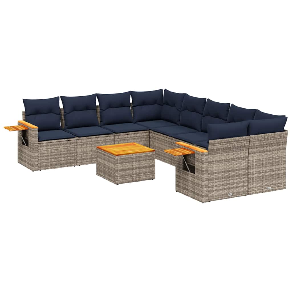 sofasæt til haven 9 dele med hynder polyrattan grå