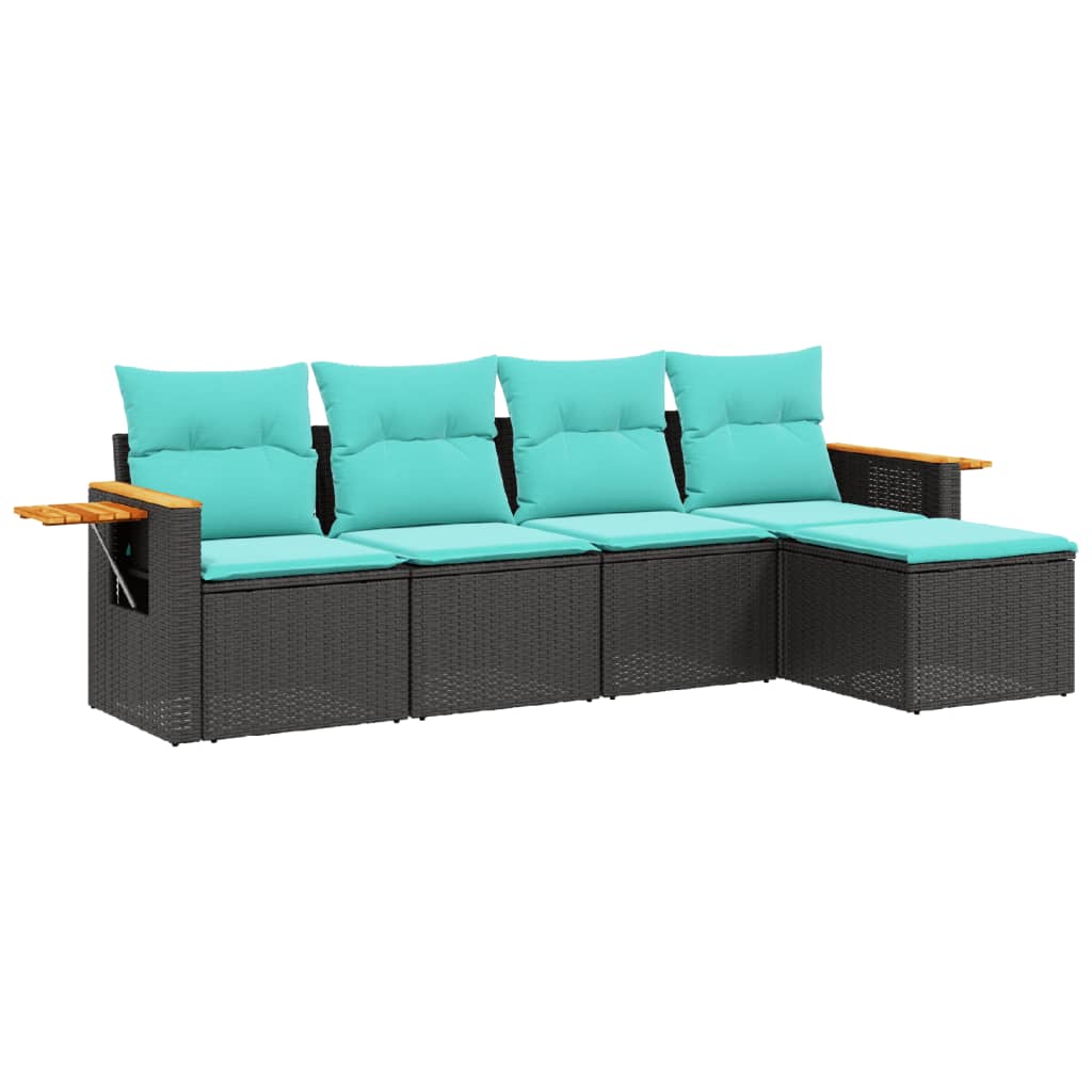 sofasæt til haven 5 dele med hynder polyrattan sort