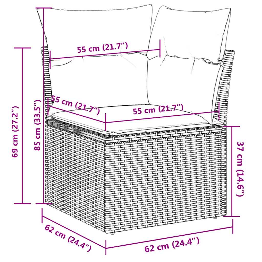 sofasæt til haven 5 dele med hynder polyrattan grå