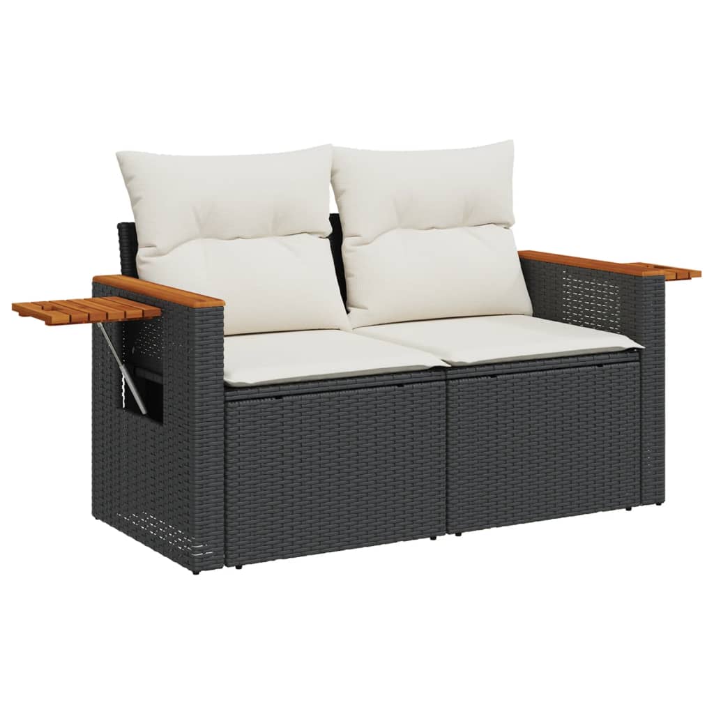 sofasæt til haven 7 dele med hynder polyrattan sort