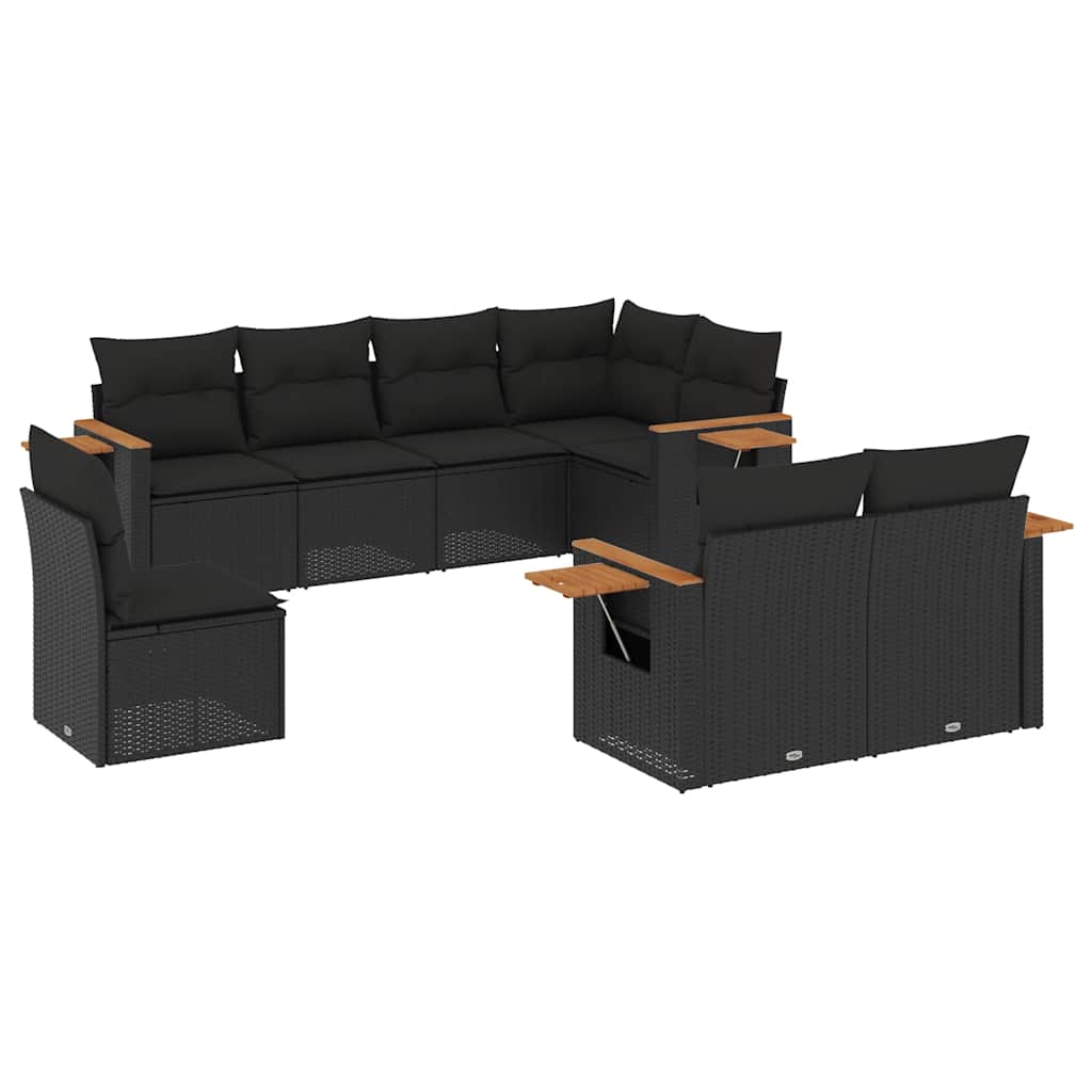 sofasæt til haven 8 dele med hynder polyrattan sort