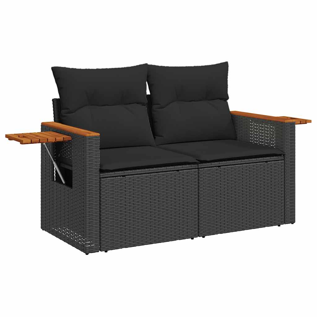sofasæt til haven 9 dele med hynder polyrattan sort