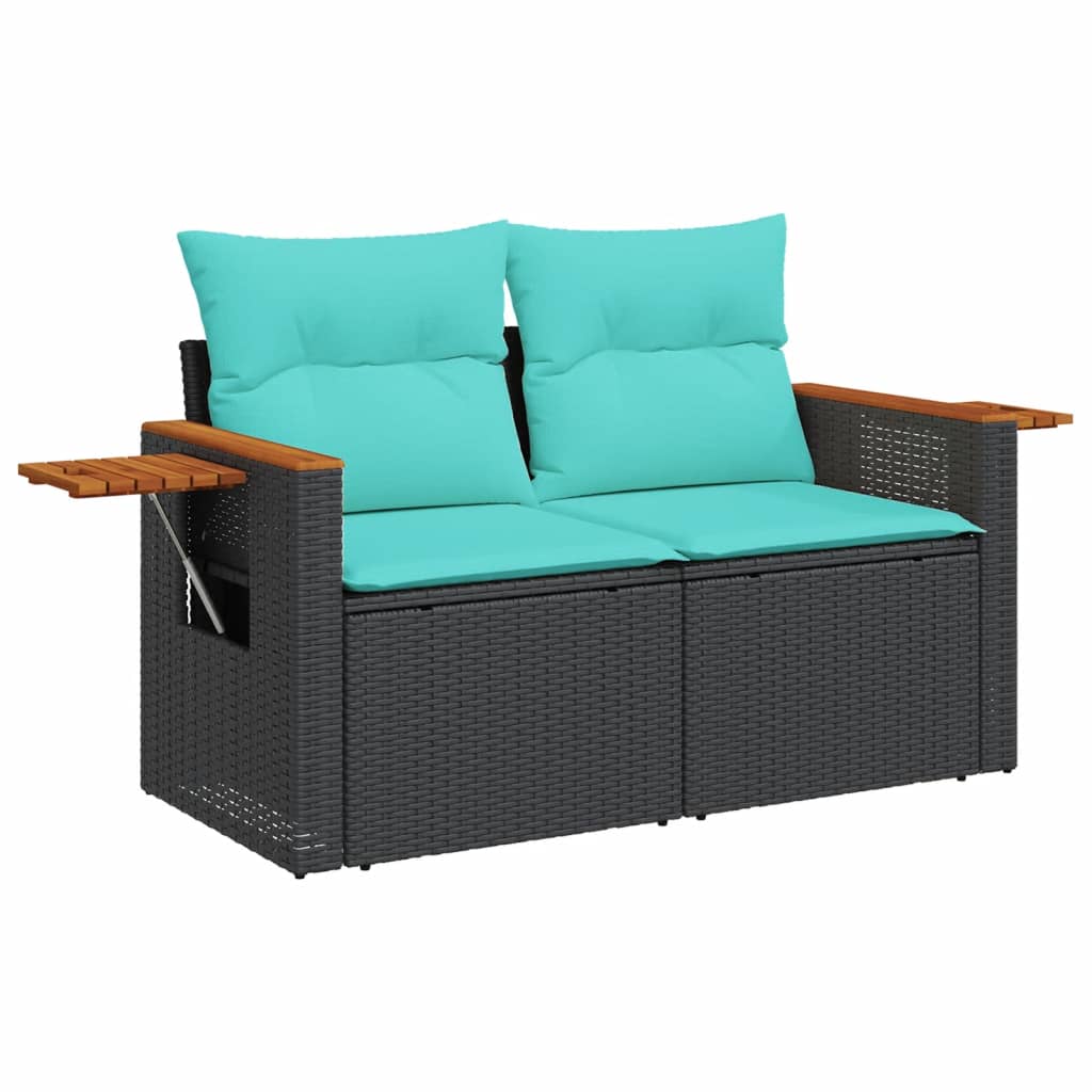 sofasæt til haven 7 dele med hynder polyrattan sort