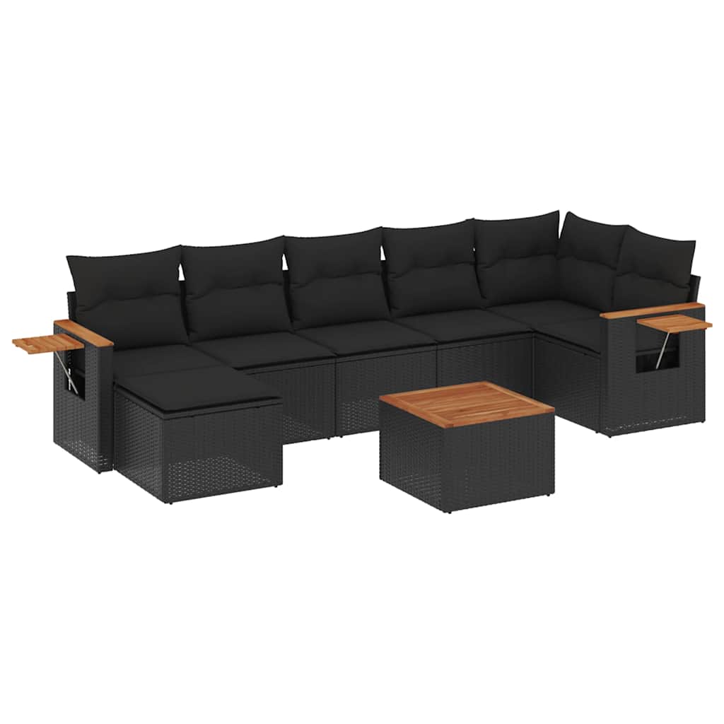 sofasæt til haven 8 dele med hynder polyrattan sort