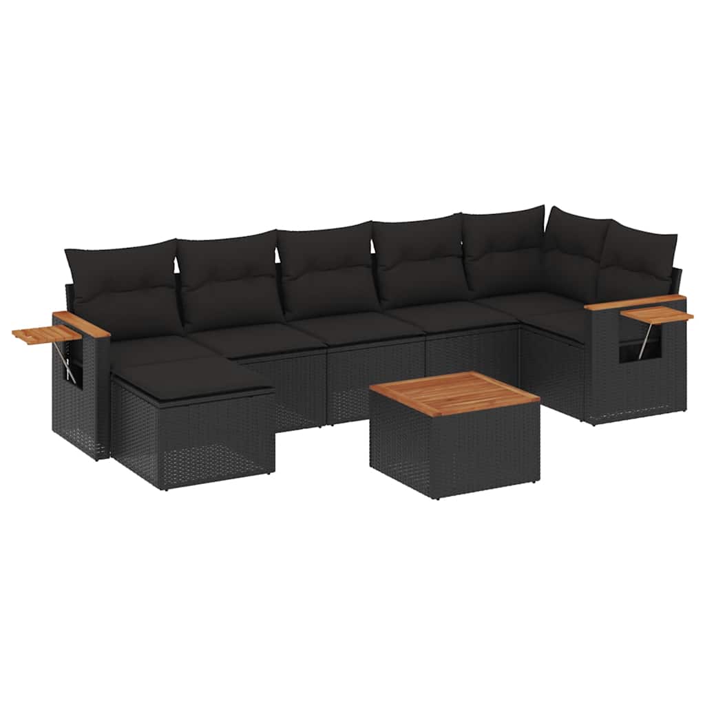 sofasæt til haven 8 dele med hynder polyrattan sort