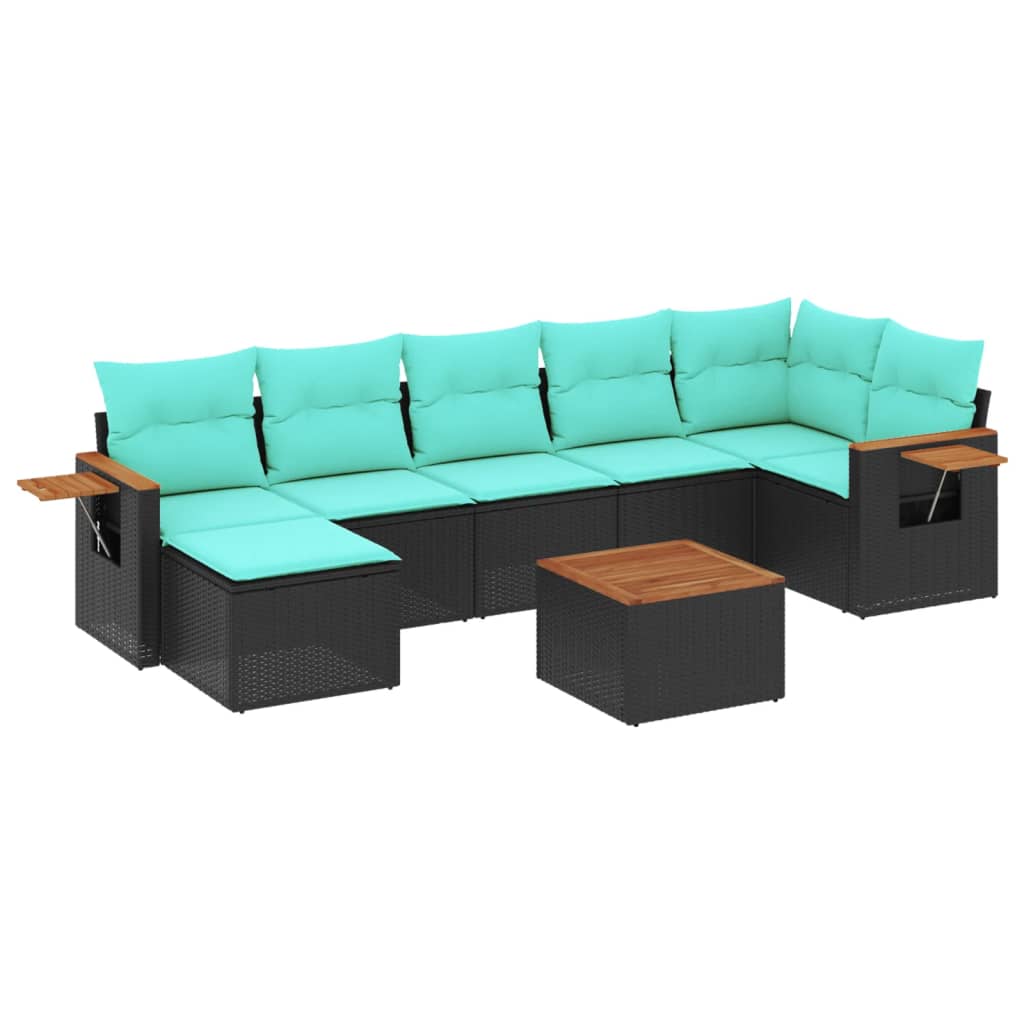 sofasæt til haven 8 dele med hynder polyrattan sort
