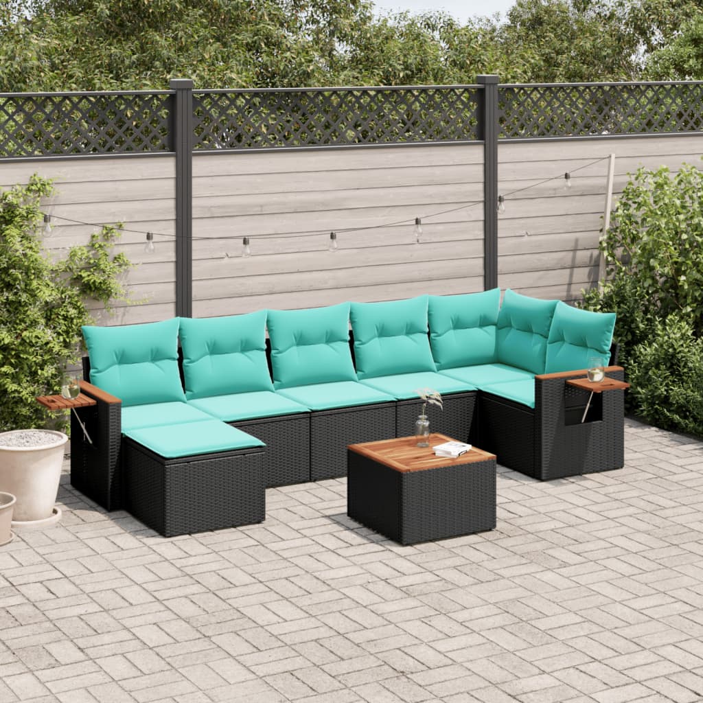 sofasæt til haven 8 dele med hynder polyrattan sort