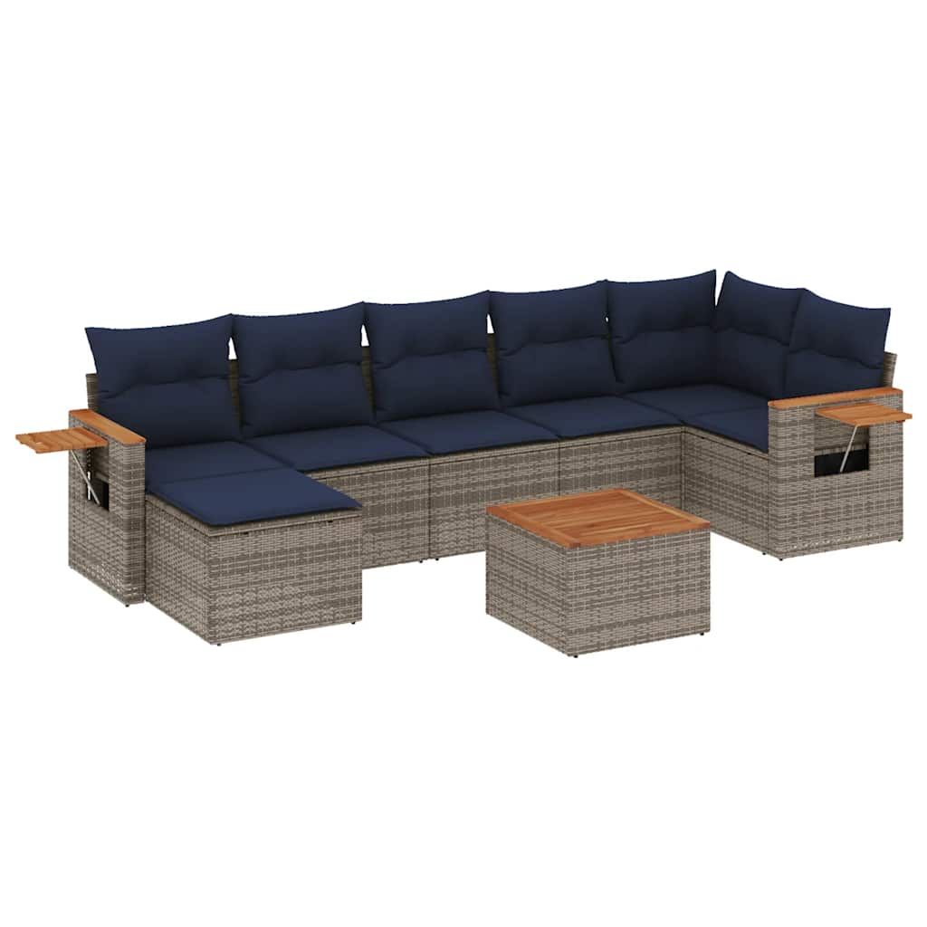 sofasæt til haven 8 dele med hynder polyrattan grå