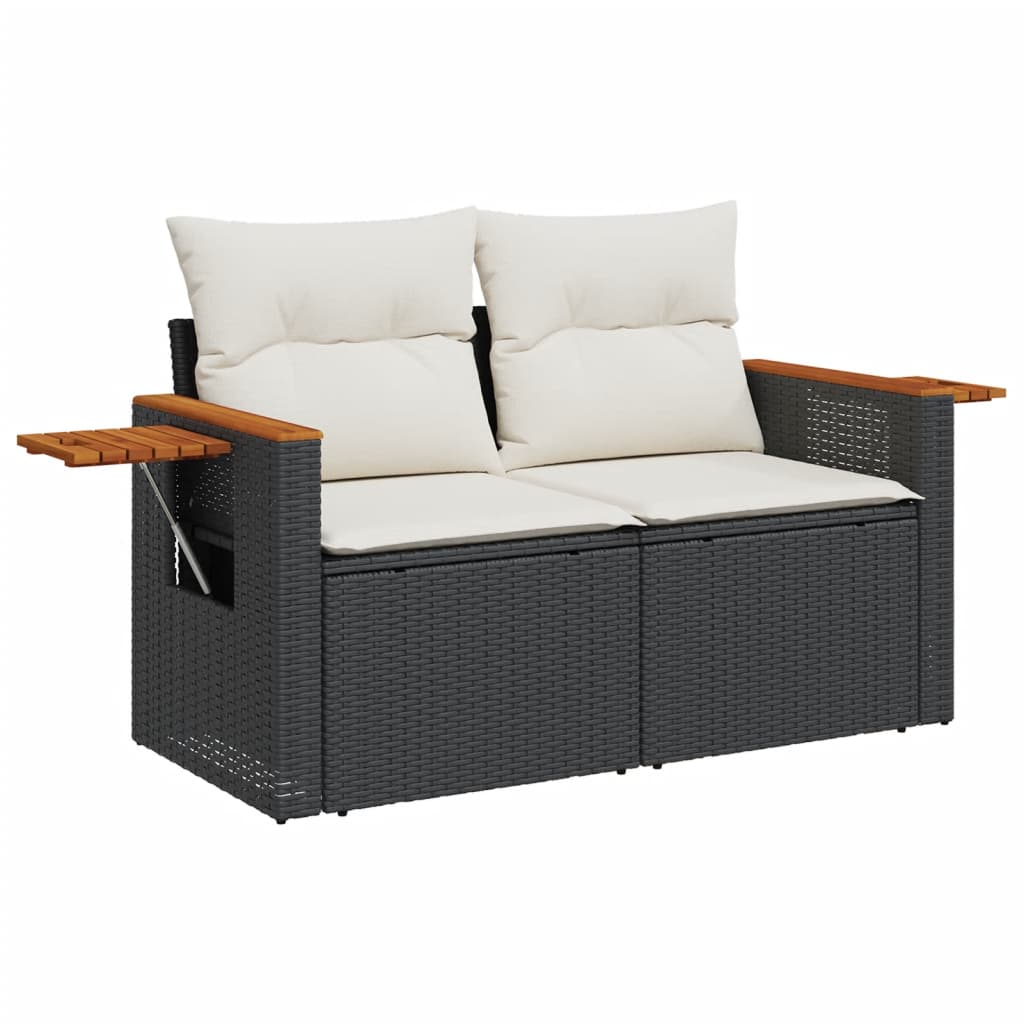 sofasæt til haven 7 dele med hynder polyrattan sort