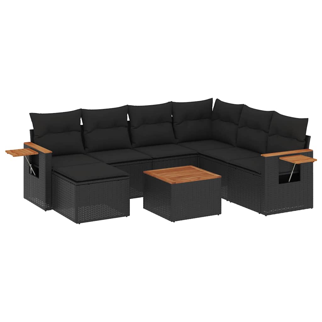 sofasæt til haven 8 dele med hynder polyrattan sort