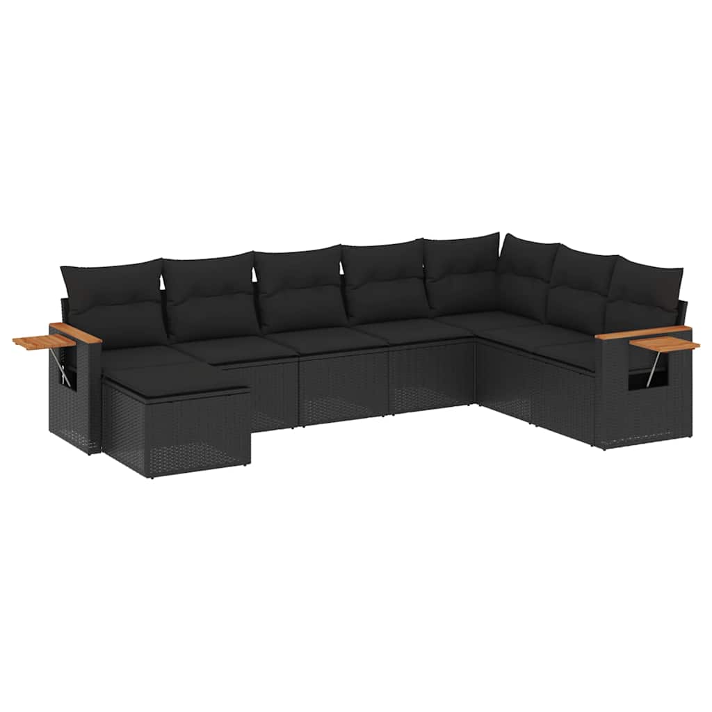 sofasæt til haven 8 dele med hynder polyrattan sort