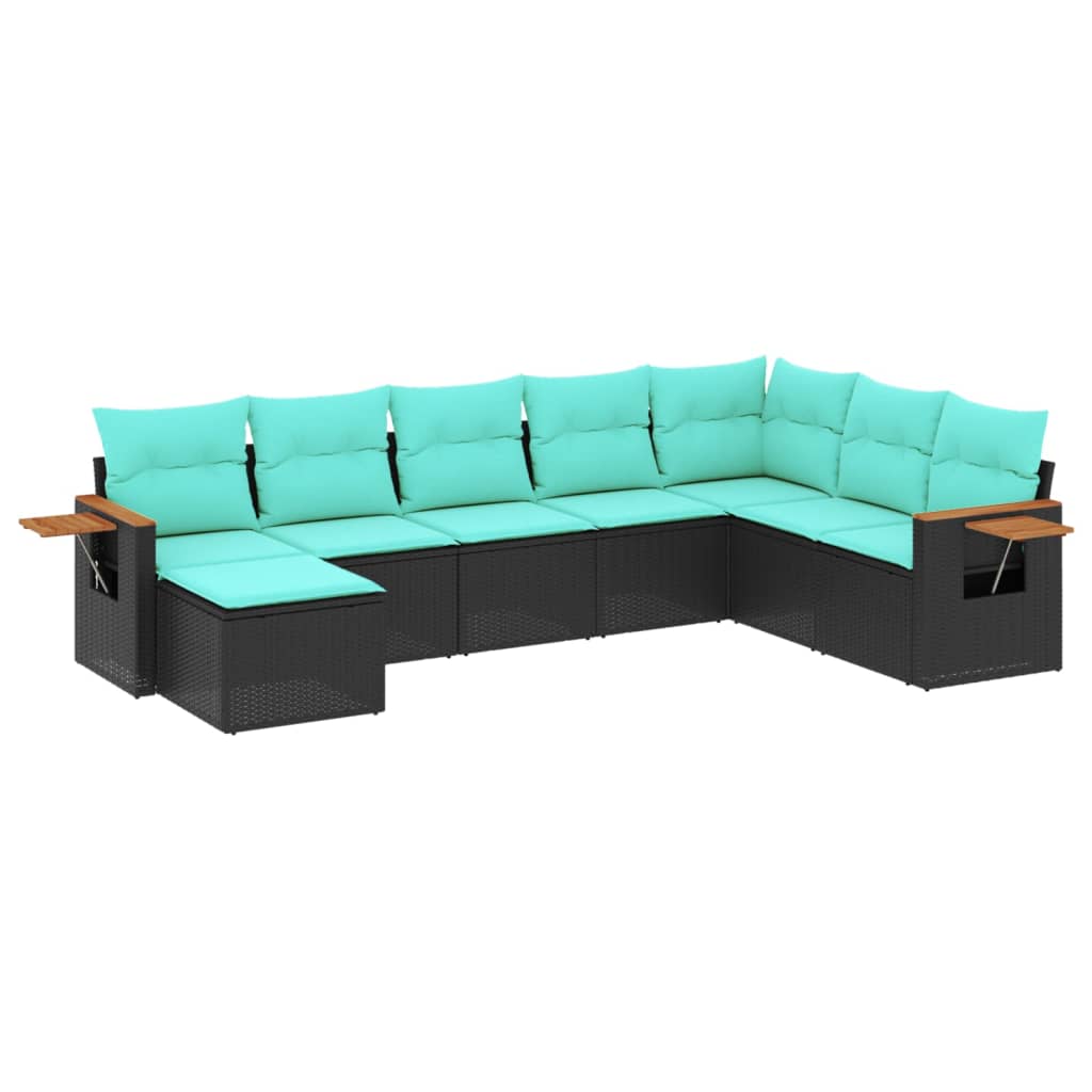 sofasæt til haven 8 dele med hynder polyrattan sort