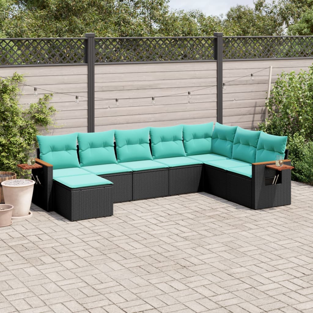 sofasæt til haven 8 dele med hynder polyrattan sort
