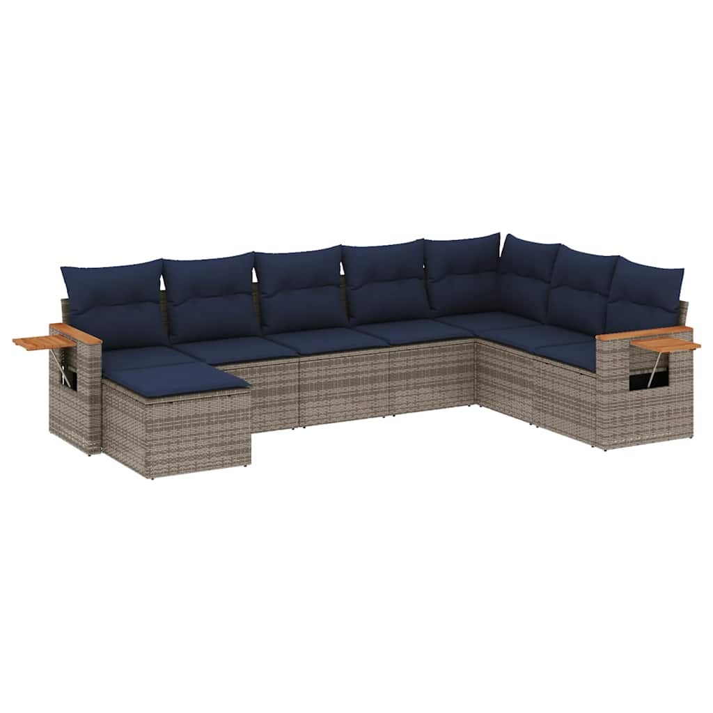 sofasæt til haven 8 dele med hynder polyrattan grå