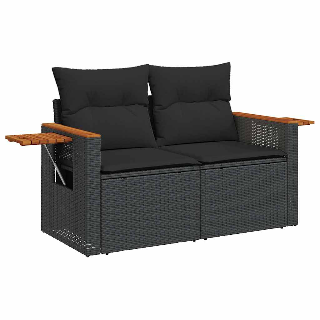sofasæt til haven 10 dele med hynder polyrattan sort