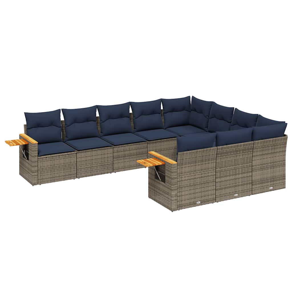 sofasæt til haven 10 dele med hynder polyrattan grå
