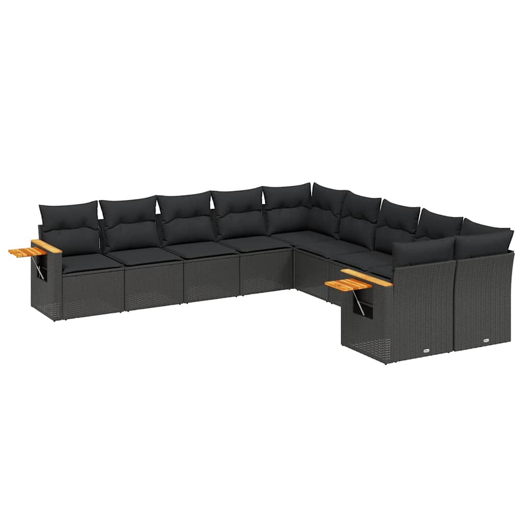 sofasæt til haven 10 dele med hynder polyrattan sort