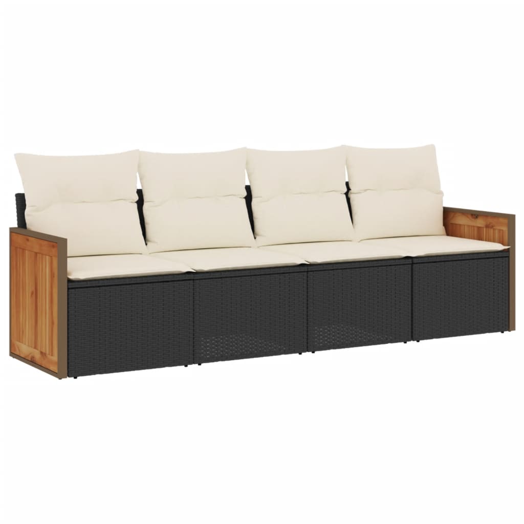 sofasæt til haven 4 dele med hynder polyrattan sort