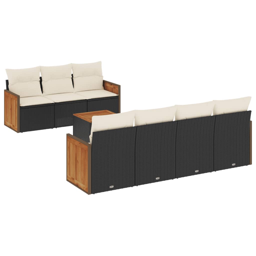 sofasæt til haven 8 dele med hynder polyrattan sort