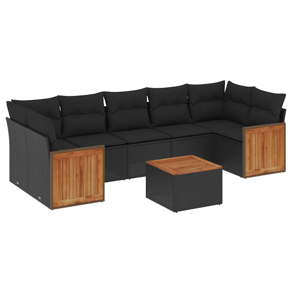sofasæt til haven 8 dele med hynder polyrattan sort