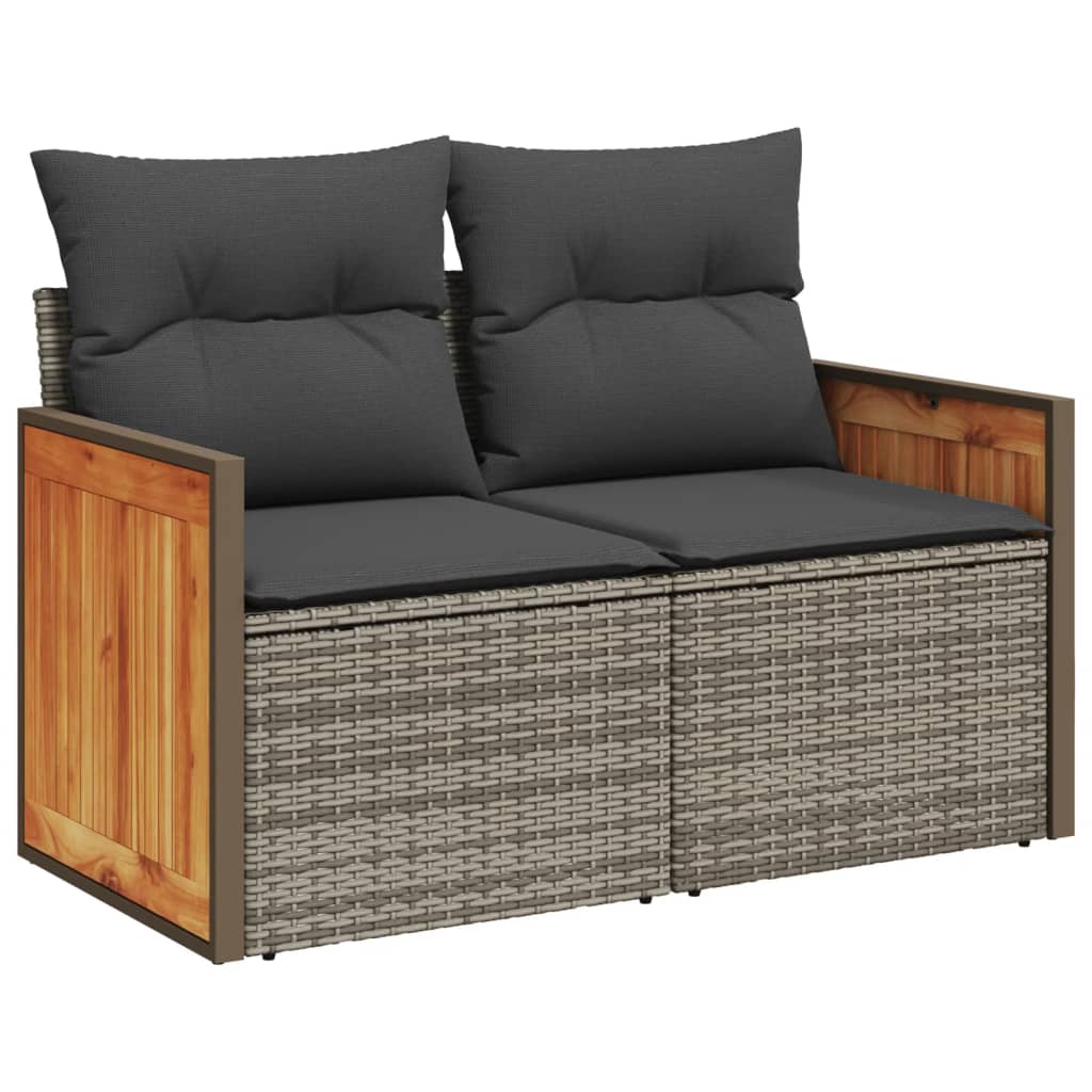 sofasæt til haven 9 dele med hynder polyrattan grå