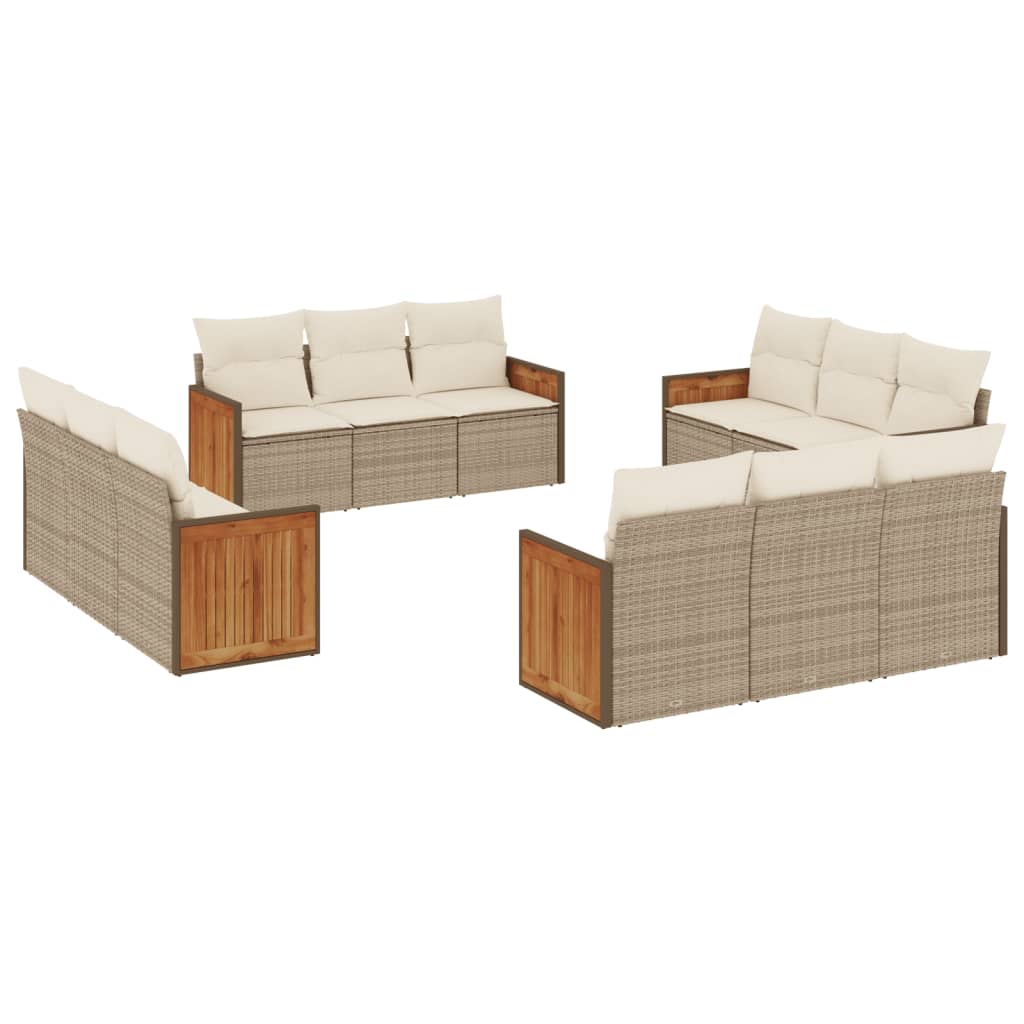 sofasæt til haven 12 dele med hynder polyrattan beige