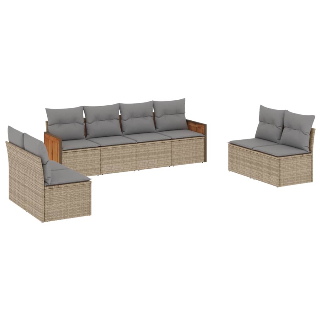 sofasæt til haven 8 dele med hynder polyrattan beige