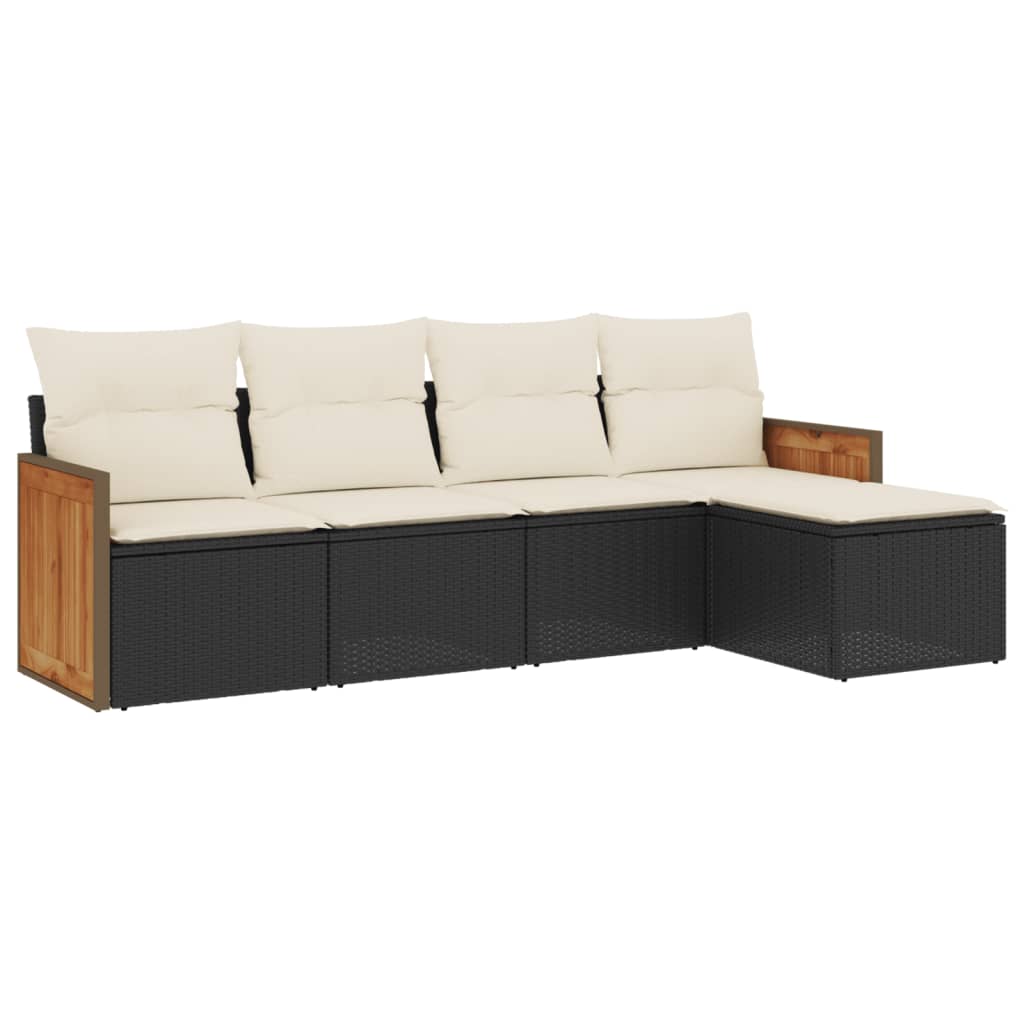 sofasæt til haven 5 dele med hynder polyrattan sort