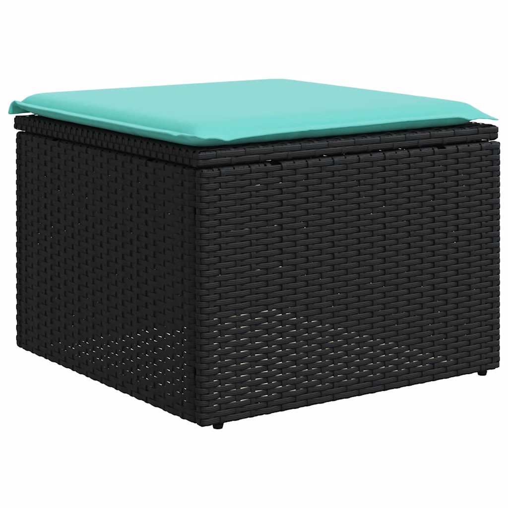 havesofasæt med 5 dele og hynder sort polyrattan