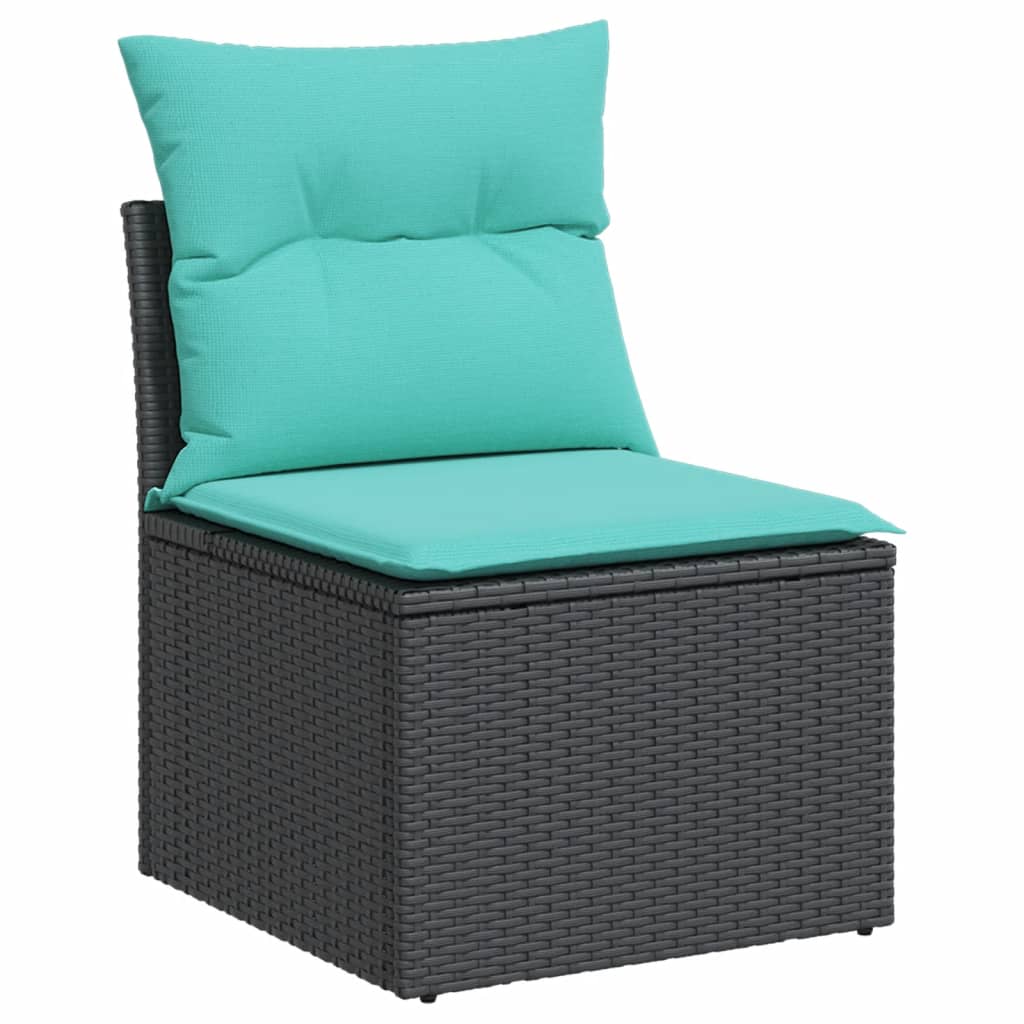 havesofasæt med 5 dele og hynder sort polyrattan
