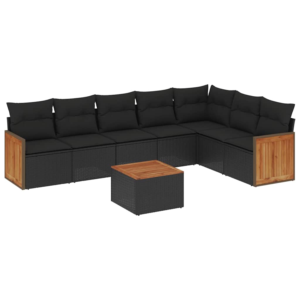 sofasæt til haven 8 dele med hynder polyrattan sort