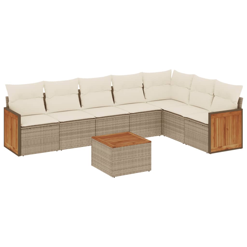 sofasæt til haven 8 dele med hynder polyrattan beige