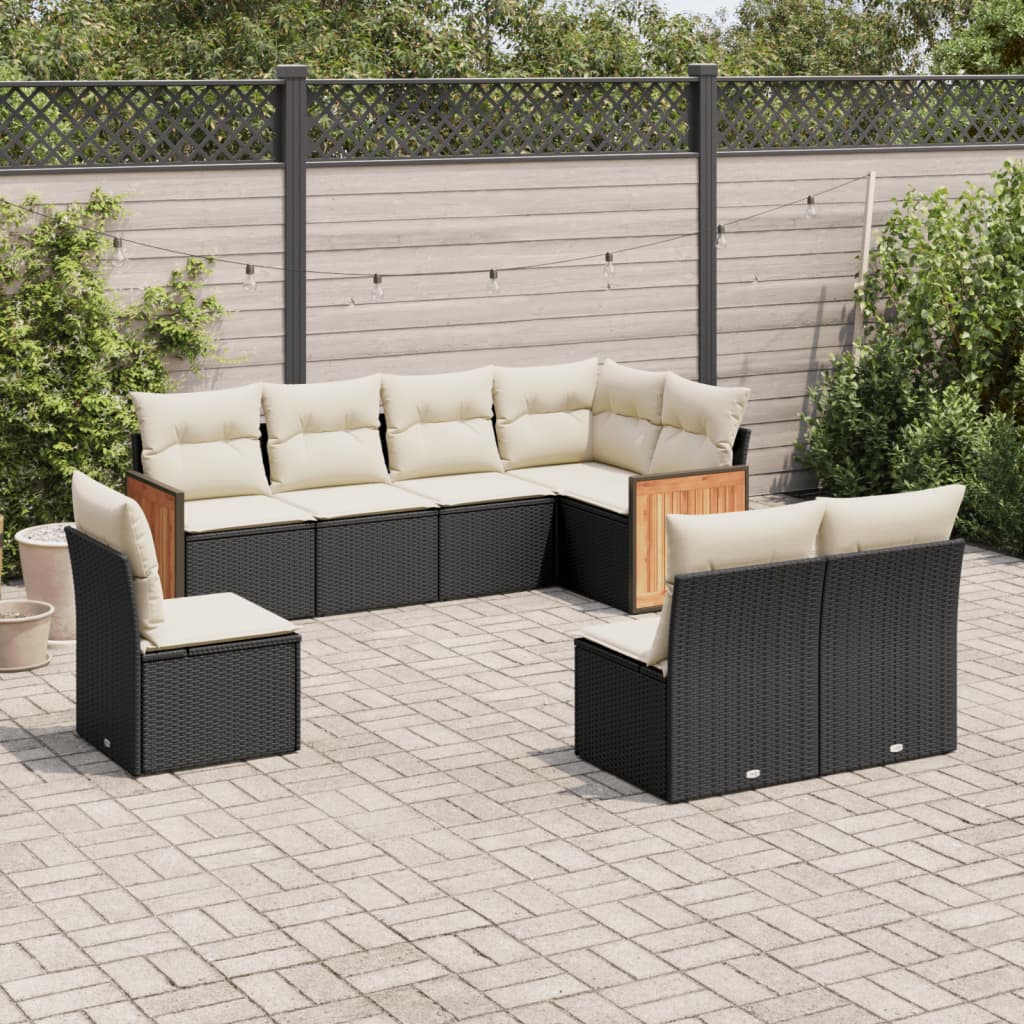 sofasæt til haven 8 dele med hynder polyrattan sort