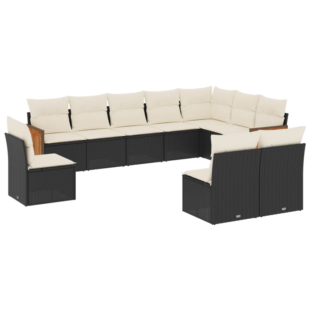 sofasæt til haven 10 dele med hynder polyrattan sort