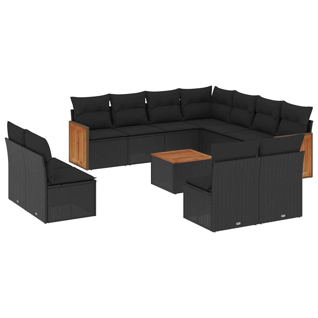 sofasæt til haven 12 dele med hynder polyrattan sort