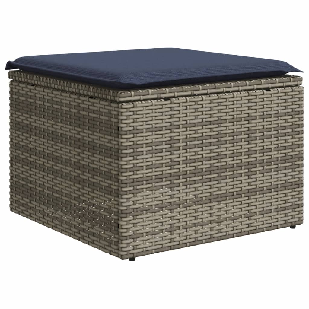 havesofasæt med 7 dele og hynder grå polyrattan
