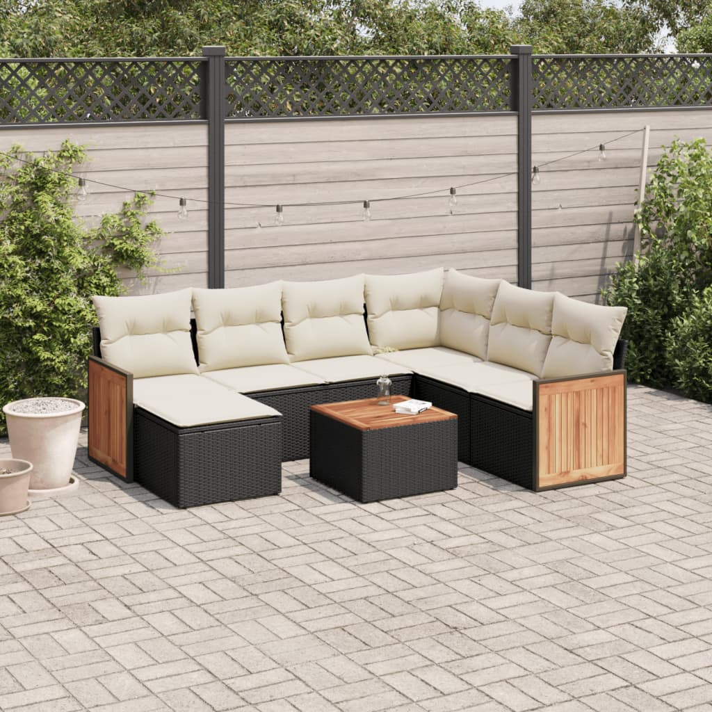 sofasæt til haven 8 dele med hynder polyrattan sort