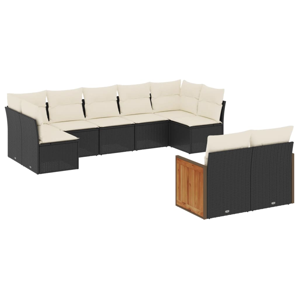 sofasæt til haven 9 dele med hynder polyrattan sort