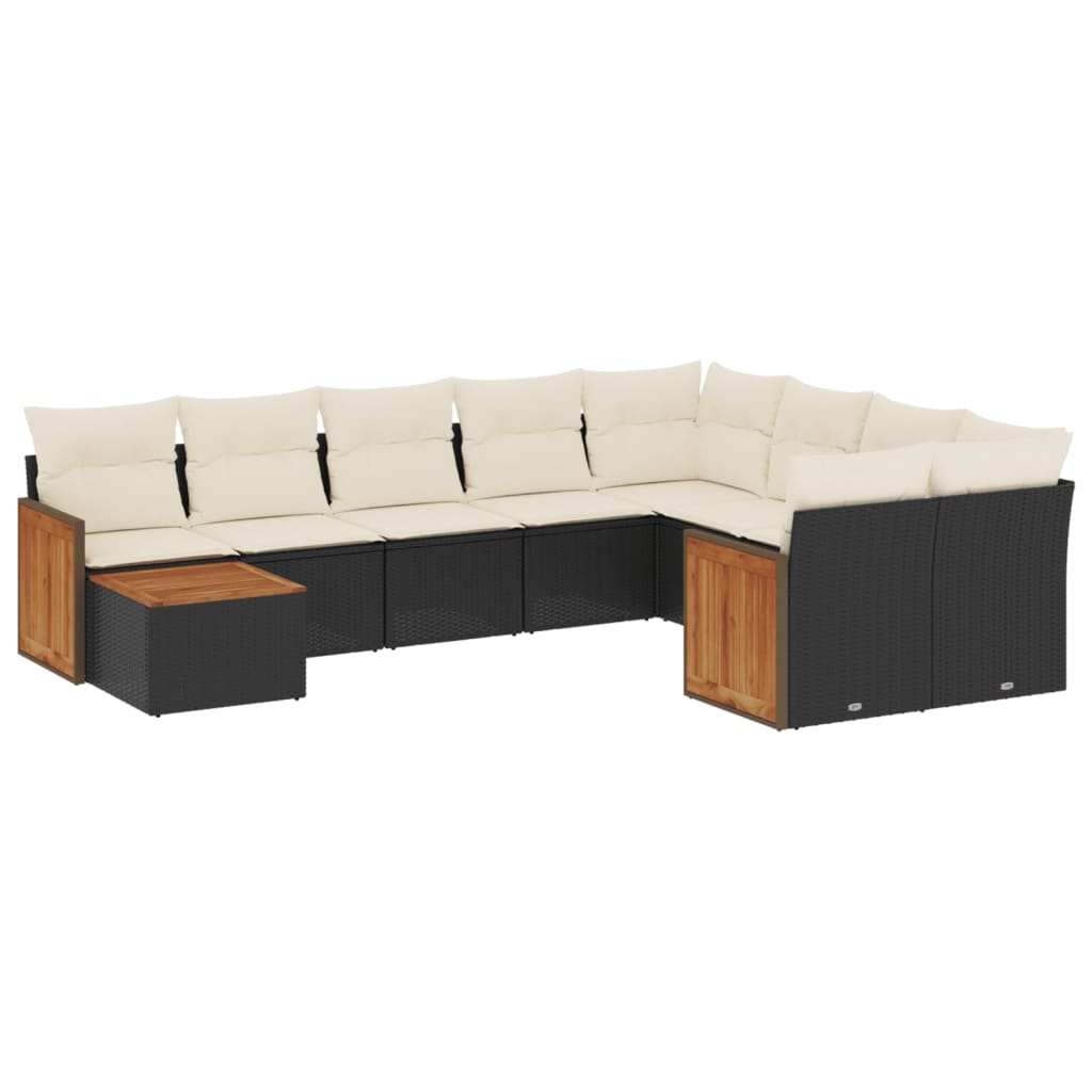 sofasæt til haven 10 dele med hynder polyrattan sort