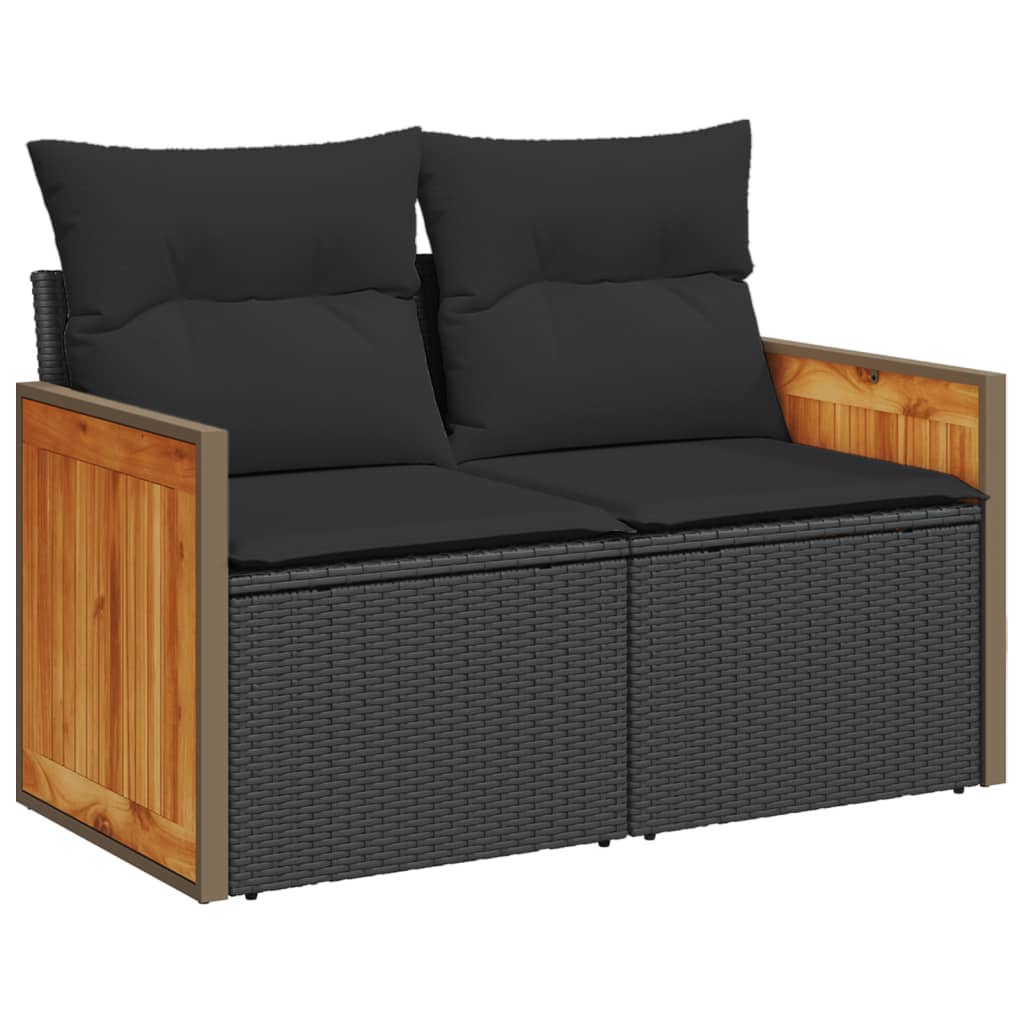 sofasæt til haven 11 dele med hynder polyrattan sort